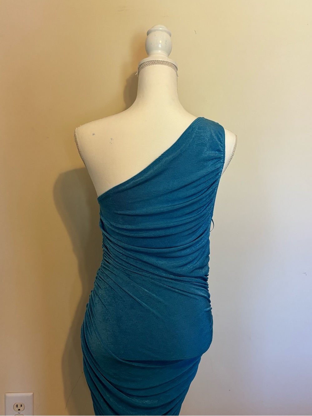 Lioness Teal One-Shoulder Ruched Cocktail Dress